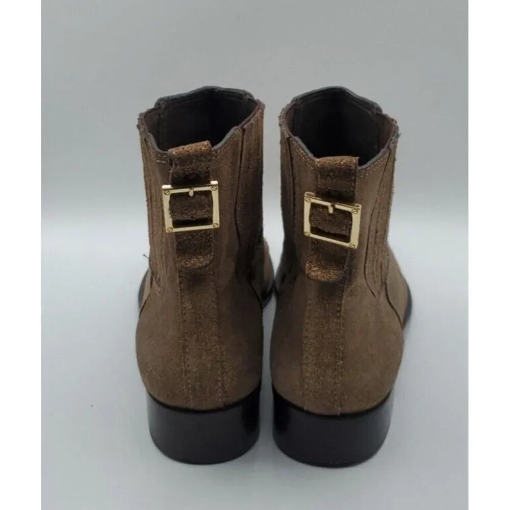 Tory Burch Wade Chelsea Gold Shimmer Leather Ankle Boot Women's 9M /40